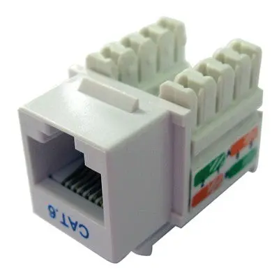 Keystone Rj45 Jack - Cat5e, White (110 Punchdown), Pkg/10 (100-509A-10) 1