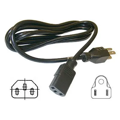 3 Conductor Power Cord - Nema5-15P To Iec320-C13 Socket, 14/3Sjt, Black, 10Ft (138-410-14) 1
