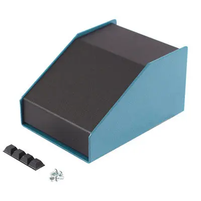 Sloped Aluminum Instrument Case - 140 X 102 X 76Mm - Black Top/Blue Case (1456Ce3bkbu) 1