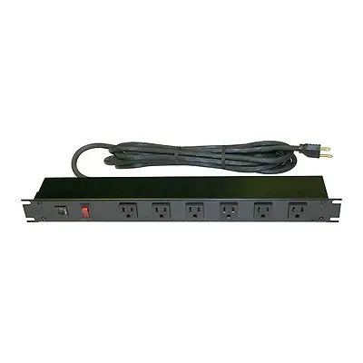 6 Outlet Rackmount Power Bar, Front Facing, Black, 15Ft Cord (1582H6b1bk) 1