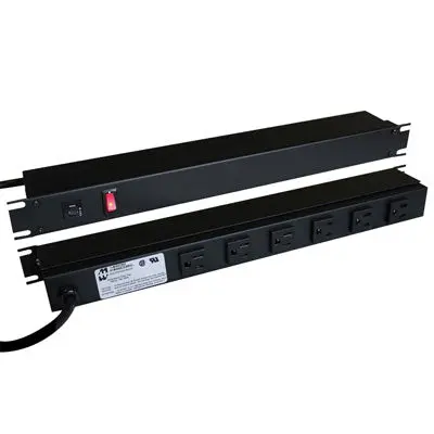6 Outlet Rackmount Power Bar (2 Front/4 Rear), Black, 15Ft Cord (1583H6b1bkx) 1