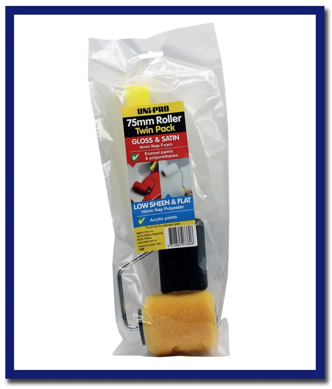 Uni-Pro 75Mm Foam Cover & Acrylic Roller Set - Twin Pack 1