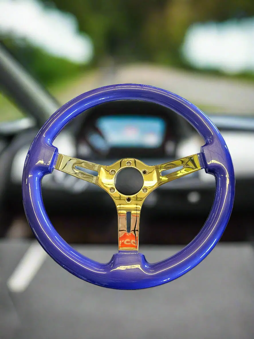 Avenue Plum Crazy Purple/ Gold Spokes As-Is Steering Wheel (1 Of 3) 1