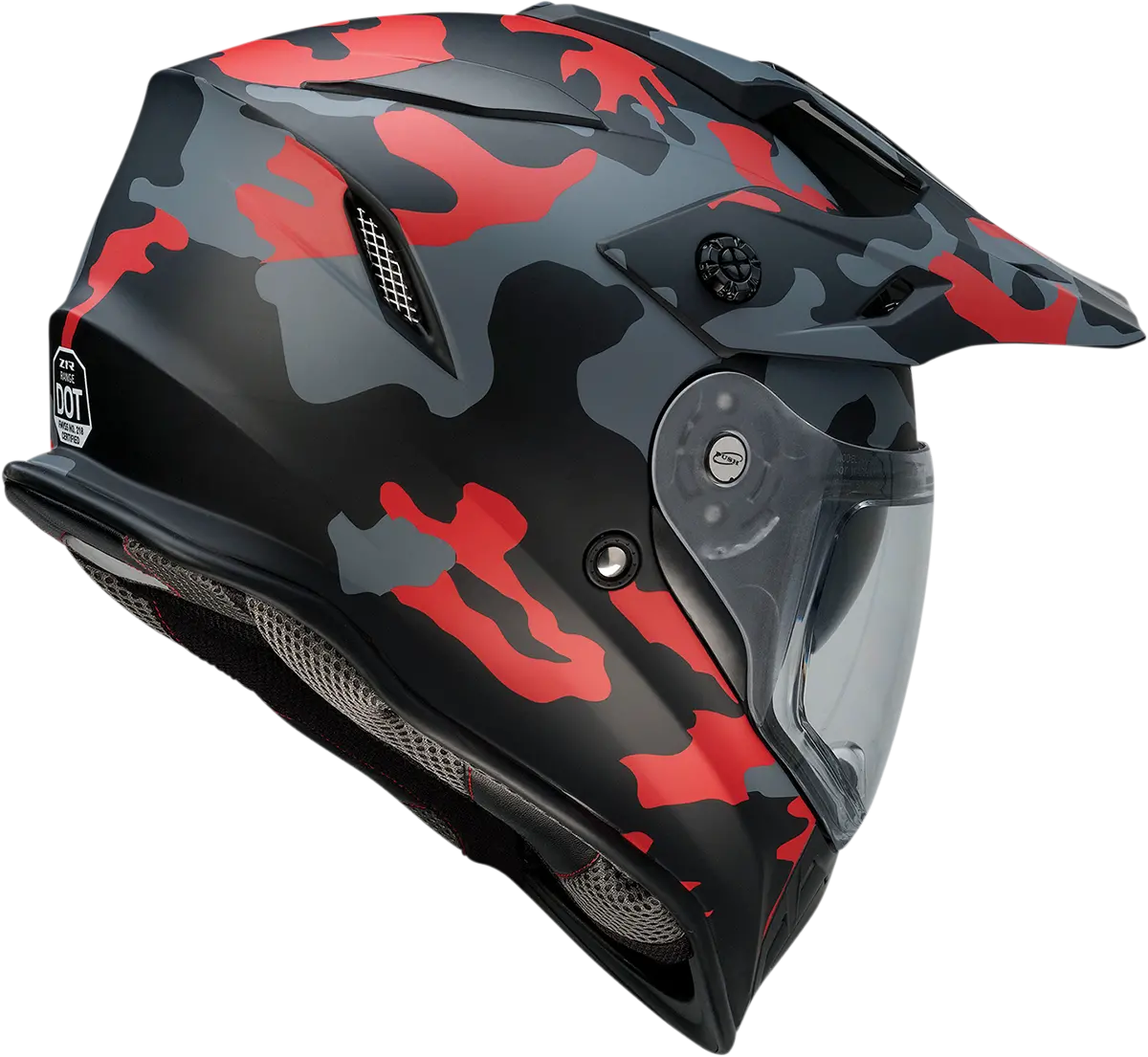Z1R Range Motorcycle Helmet – Camouflage Design With Red Accents, Size Xs (Model 0140-0093) 1