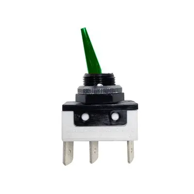 Illuminated Toggle Switch - Spst 16A, On-Off, 12Vdc Lamp, Green Paddle (30-892) 1