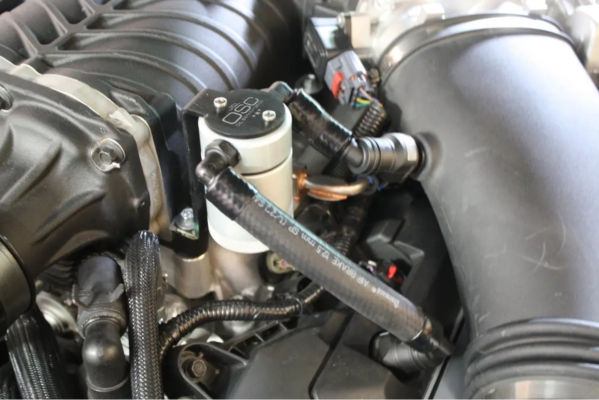 J&L Oil Separator 3.0 Driver Side, Clear Anodized (Satin) (2011-2014 Ford Mustang Gt W/ Roush/Whipple/Frpp/Vmp Supercharger; 2015-2017 Ford Mustang Gt With Roush/Vmp Supercharger) 1