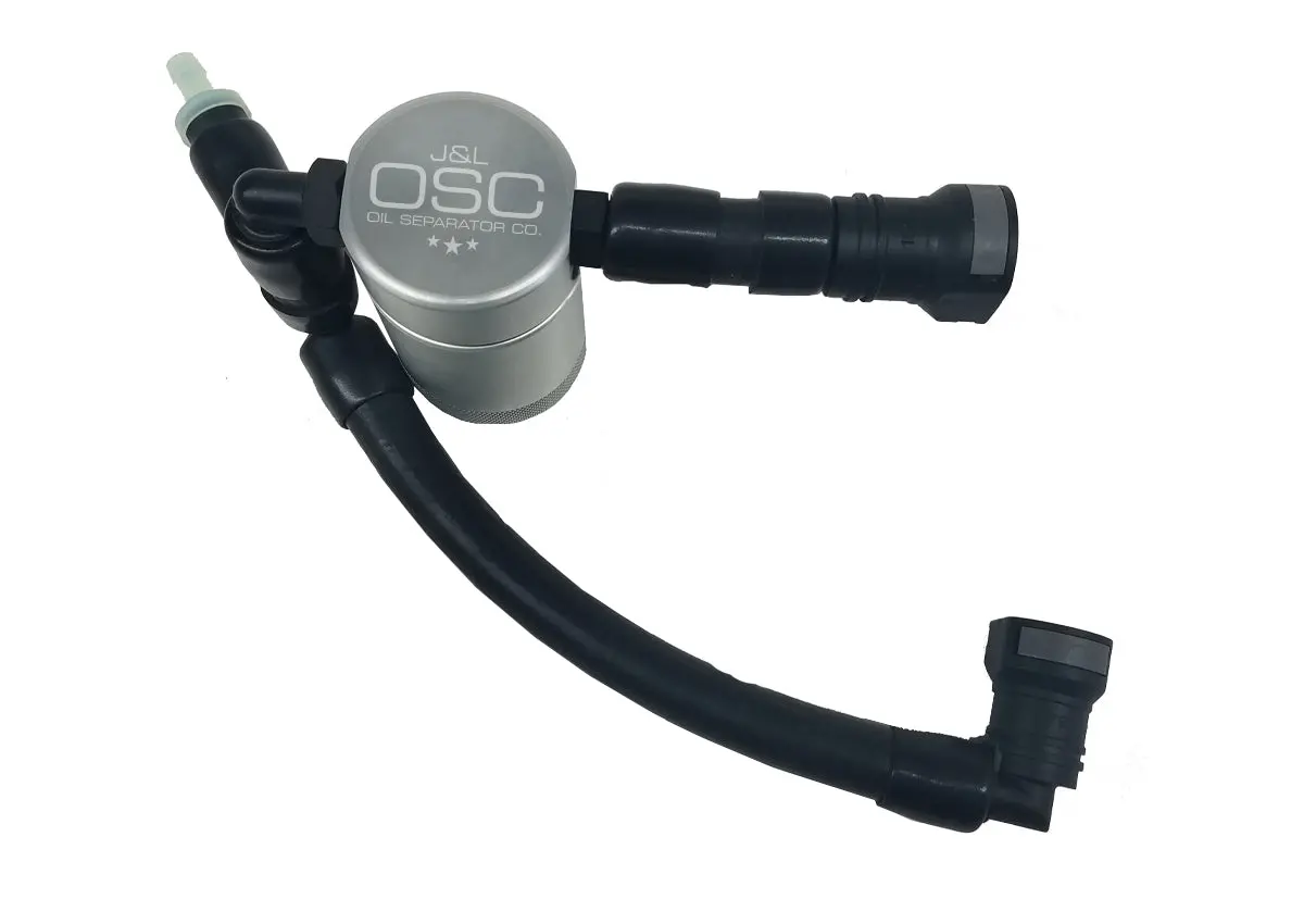 J&L Oil Separator 3.0 Passenger Side, Clear Anodized (Satin) (2011-2014 Ford Mustang Gt W/ Roush/Whipple/Frpp/Vmp Supercharger; 2015-2017 Ford Mustang Gt With Roush/Vmp Supercharger) 1