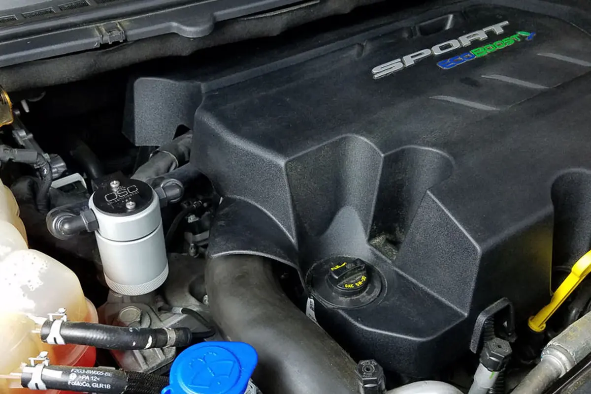 J&L Oil Separator 3.0 Passenger Side, Clear Anodized (2015-2023 Ford Edge Sport/St; 2016-2023 Lincoln Mkx/Nautilus  2.7L Ecoboost V6) 1