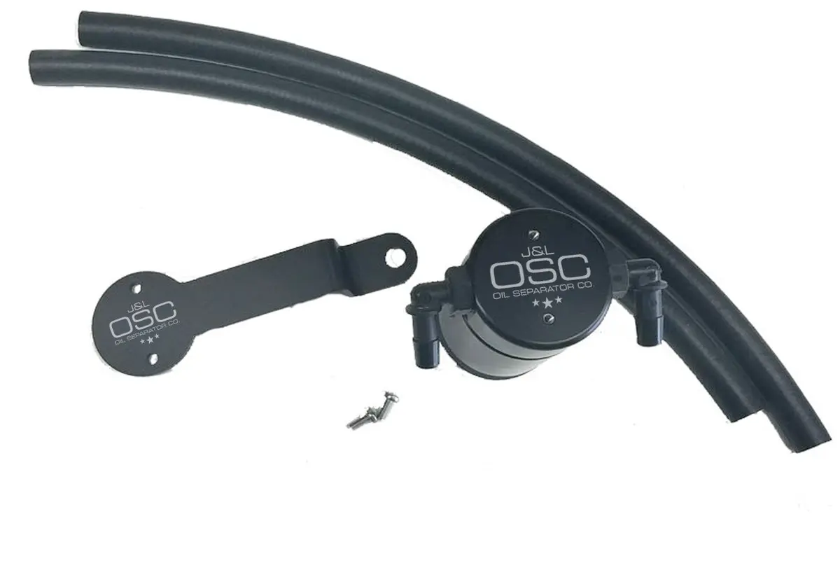 J&L Oil Separator 3.0 Passenger Side, Black Anodized (2013-2018 Ford Fusion 2.0 Ecoboost; 2013-2018 Lincoln Mkz 2.0L Ecoboost; 2015-2018 Ford Edge 2.0L) 1