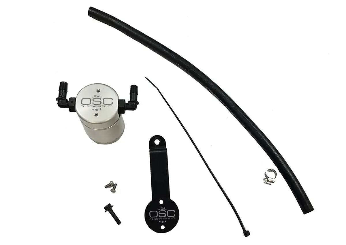 J&L Oil Separator 3.0 Passenger Side, Clear Anodized (2016-2021 Honda Civic 1.5L Turbo Ex/Si) 1