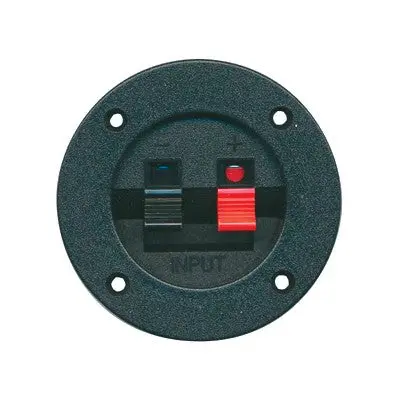 Speaker Terminals - 2 Speaker Clips Mounted On Recessed Plastic Plate, 3" Dia. (317-502) 1