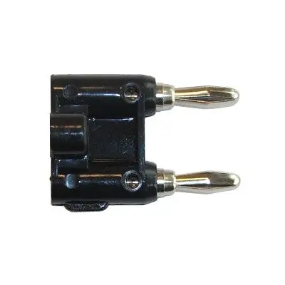 Dual Banana Plug 14Awg - Nickel/Black Plastic (377-421) 1