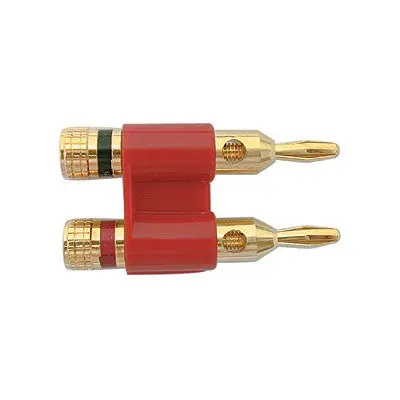 Heavy Duty Dual Banana Plug 8Awg - Gold/Red Plastic (377-502) 1