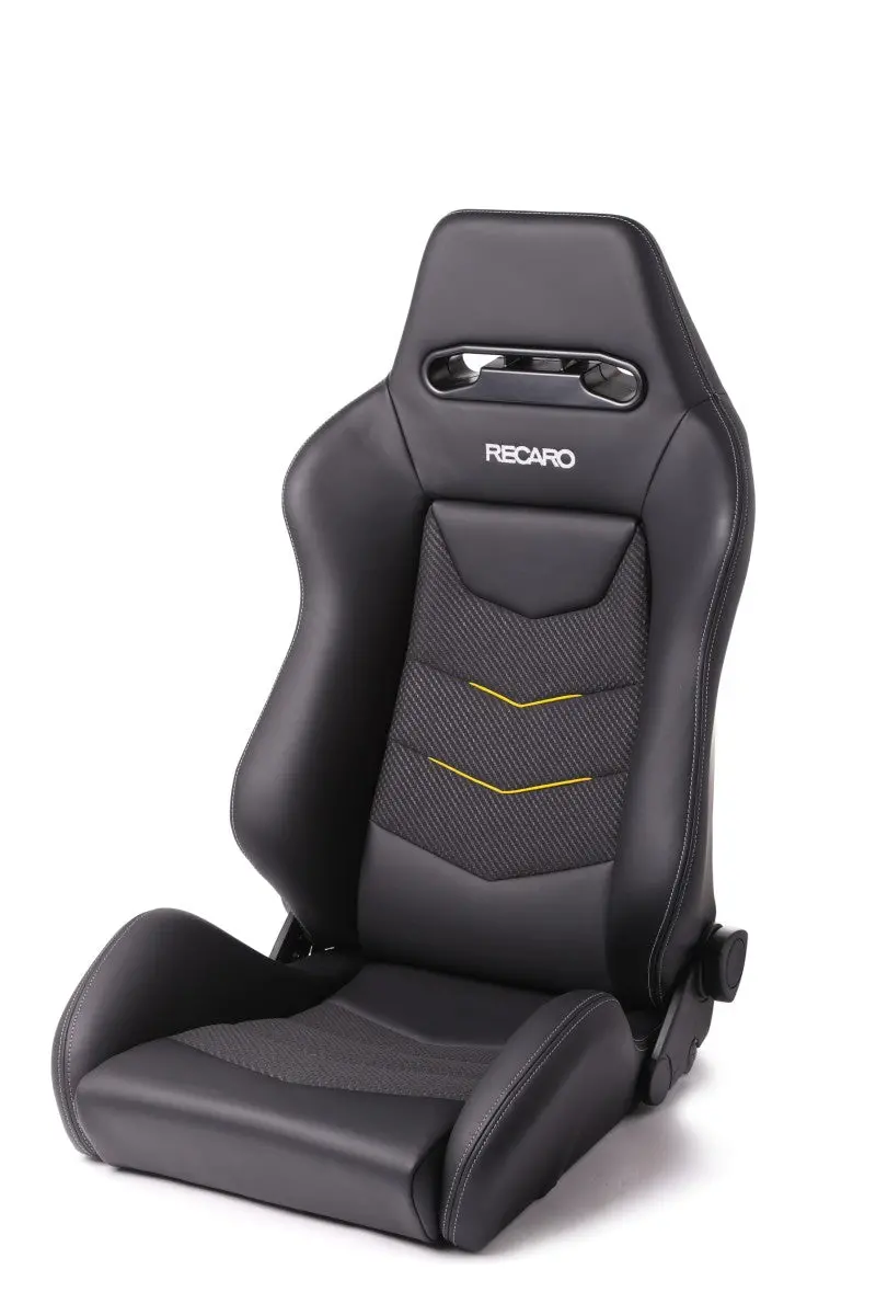 Recaro Speed V Driver Seat - Black Leather/Yellow Suede Accent 1