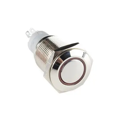 Tamper Resistant Metal Pushbutton Switch - Spdt, (On)-On, 3A, Red Led Ring, Ip65 (456-402) 1