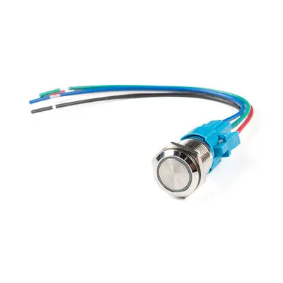 Tamper Resistant Metal Pushbutton Switch - Spdt, (On)-On, 3A, Yellow Led Ring, Ip65 (456-404) 1