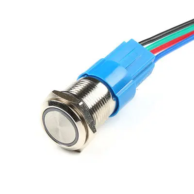 Tamper Resistant Metal Pushbutton Switch - Spdt, (On)-On, 3A, Green Led Ring, Ip65 (456-405) 1