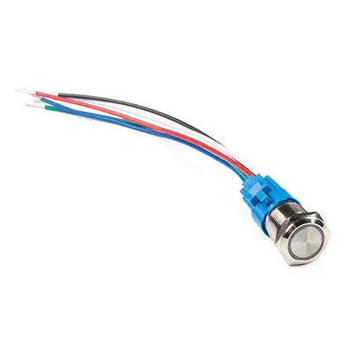 Tamper Resistant Metal Pushbutton Switch - Spdt, (On)-On, 3A, White Led Ring, Ip65 (456-409) 1
