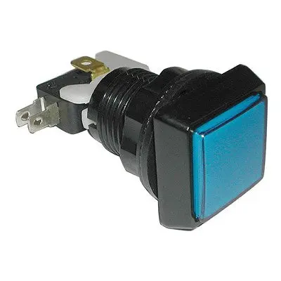 Push Button Game Switch - Spdt Square Blue Lens, On-(On), Illuminated (459-526) 1