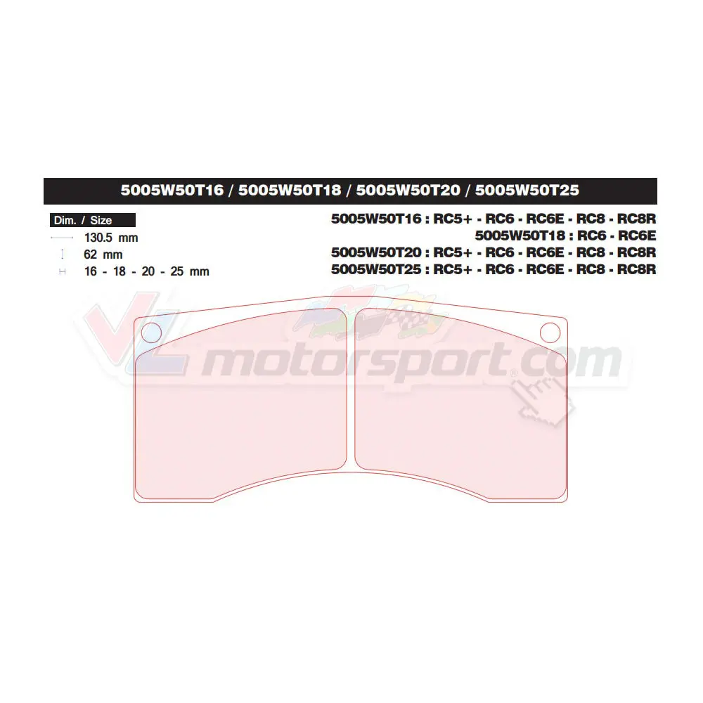 Cl Brakes 5005W50t16 - T18 - T20 - T25 Juego De Pastillas De Freno 1