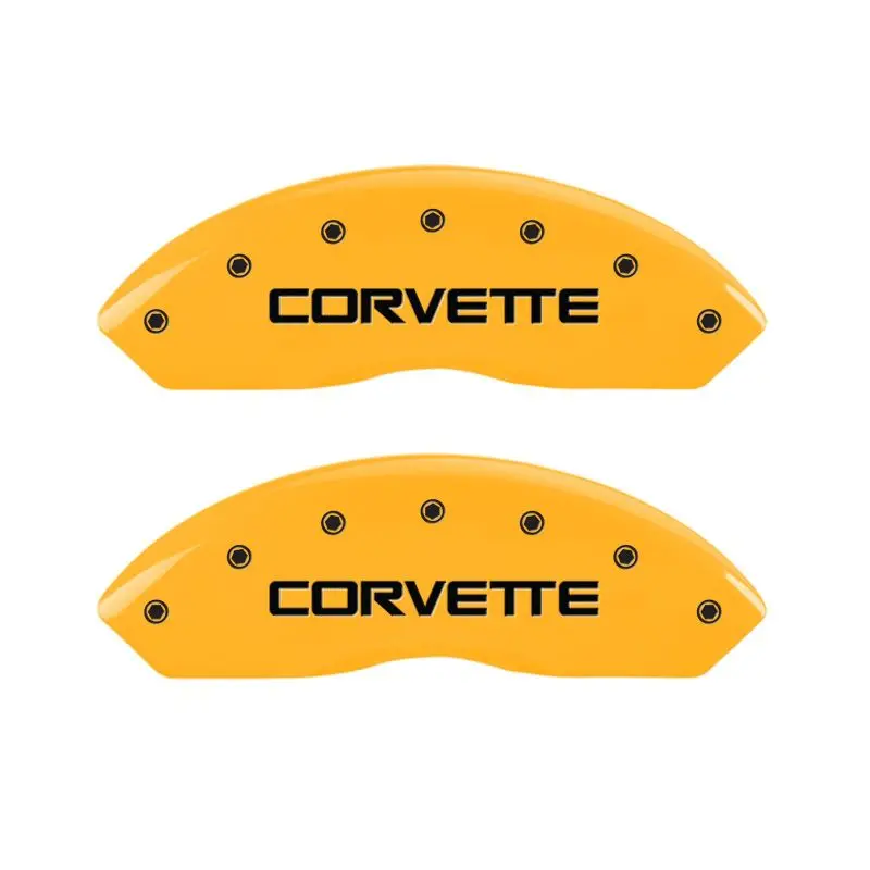 Mgp 4-Piston Caliper Covers For 1988 Chevrolet Corvette C4 – Engraved Yellow Finish With Black Char 1