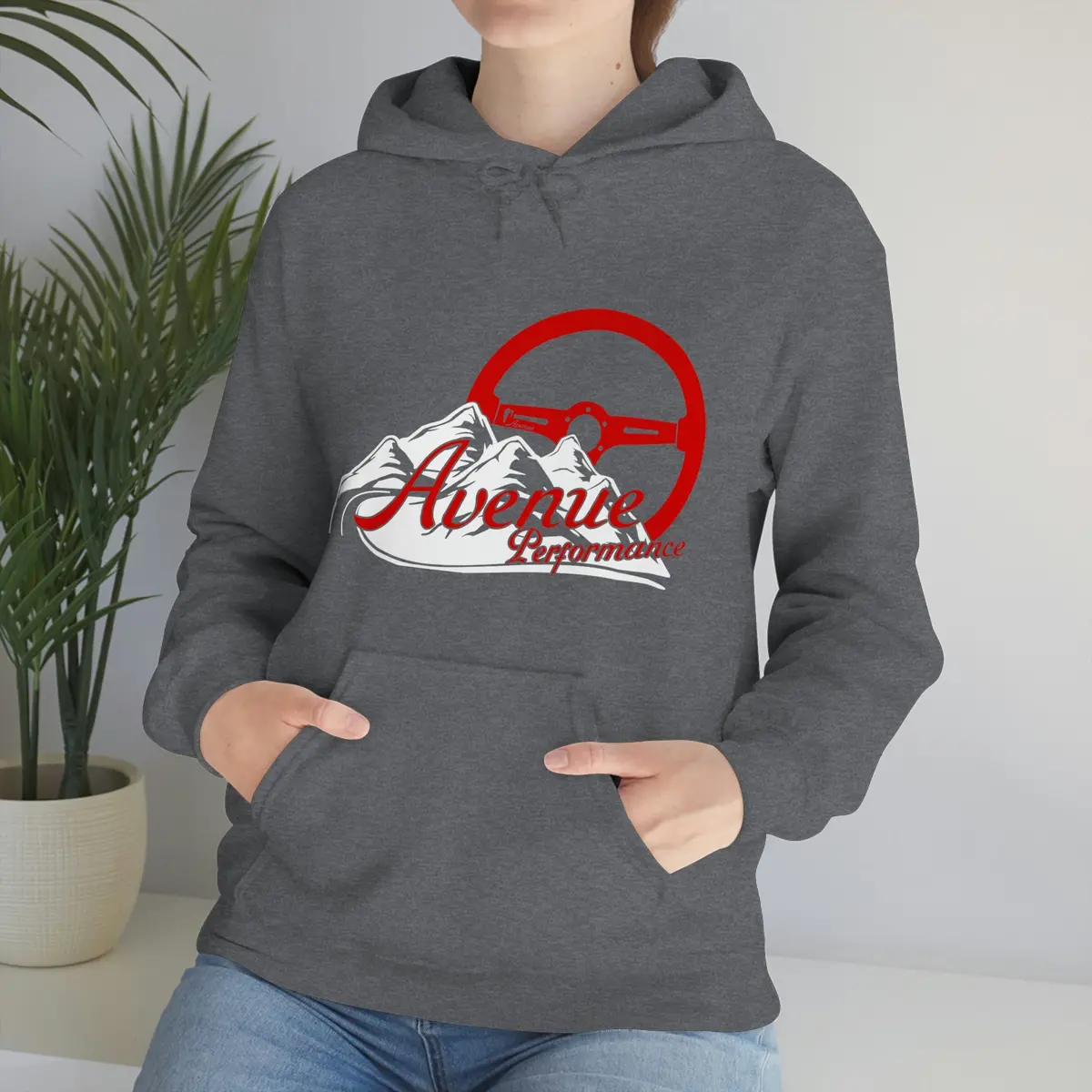Avenue Mountain Design Unisex Hoodie Red/ Heather Grey 1