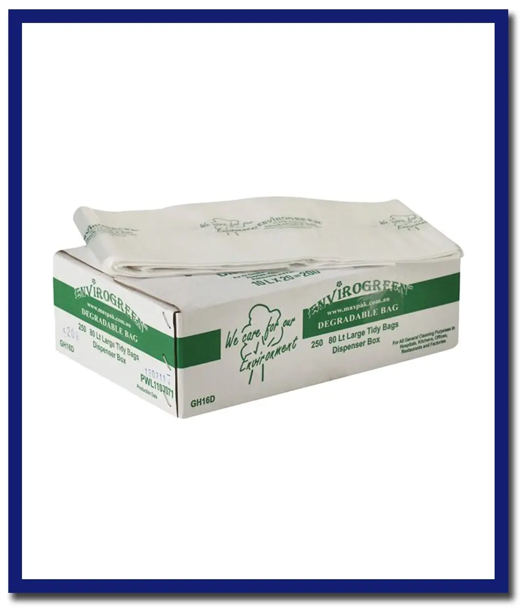 Maxvalu Degradable Bin Liners 80 Litres 90 X 76Cm - (10 Packs X 25 Bags) Per Box) 1