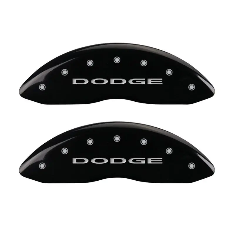 Mgp Engraved 4-Piston Caliper Covers – Dodge-Specific Black Base With Silver Accents 1