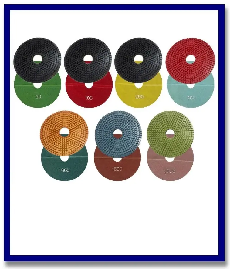 (7 Piece Set) 6" Sda Premium Wet Grinding Diamond V'cro Pads. Grits Included Are #50, 100, 200, 400, 800, 1500 & 3000 1