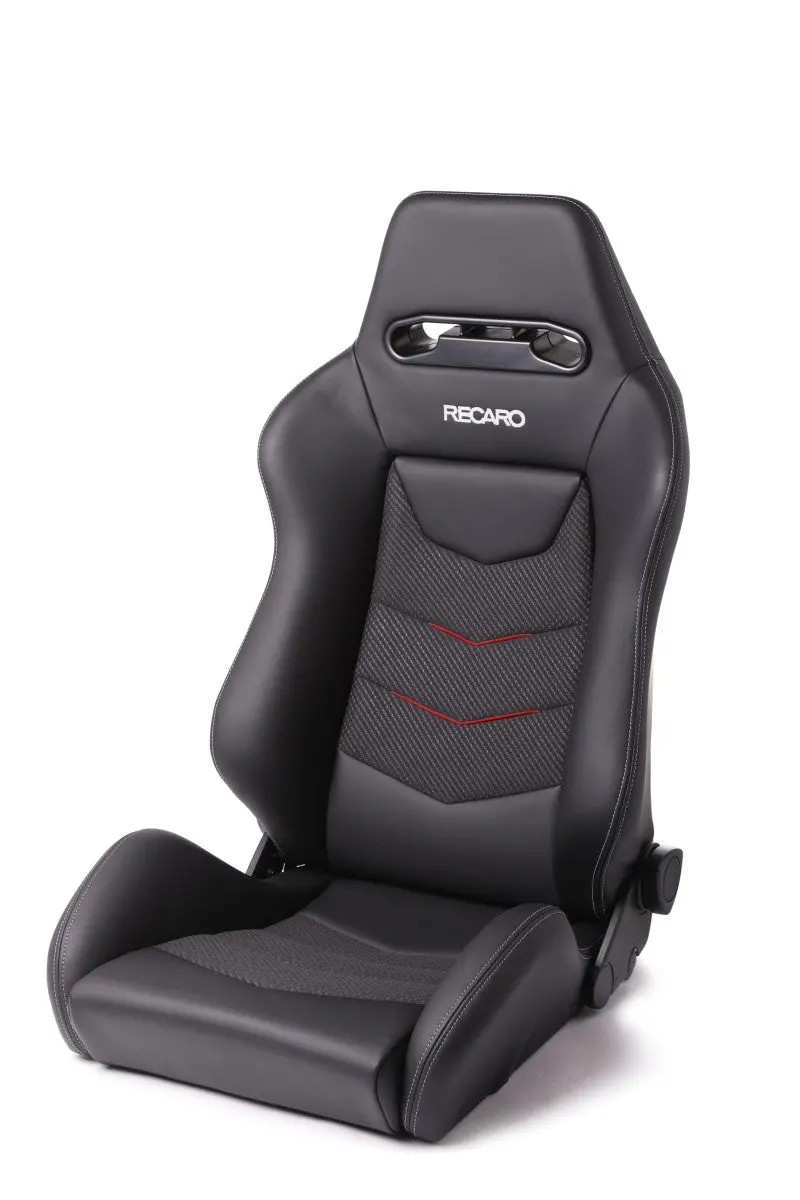 Recaro Speed V Passenger Seat - Black Leather/Red Suede Accent 1