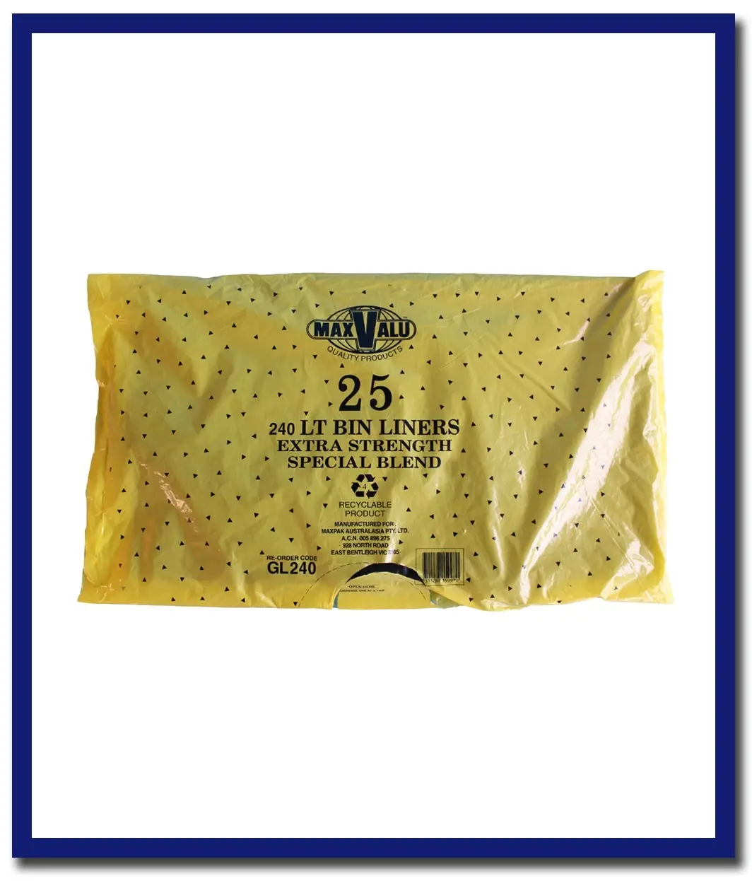 Maxvalu Heavy Duty Bin Liner 240 Litres - (4 Packs X 25 Bags) Per Box 1