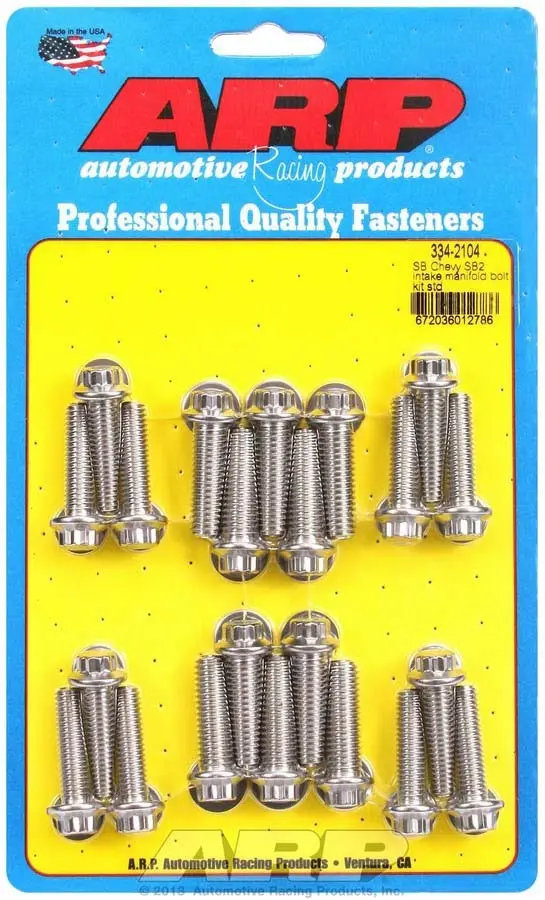 Arp Stainless Intake Manifold Bolt Kit - 12 Point Head - Drilled Tech Bolt - Polished - Small Block Chevy (Set Of 22) 1