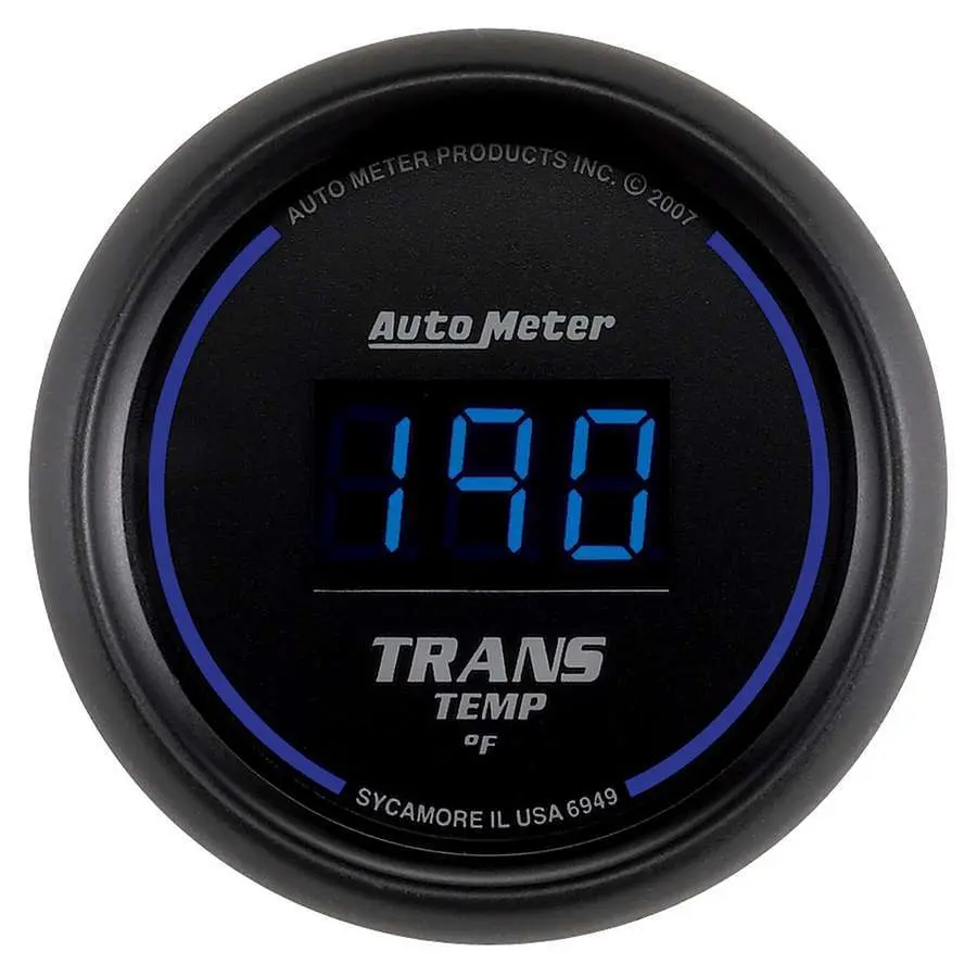 Auto Meter Cobalt Digital Transmission Temperature Gauge - 0-340 Degree F - Blue Led - 2-1/16 In Diameter - Black Face 1