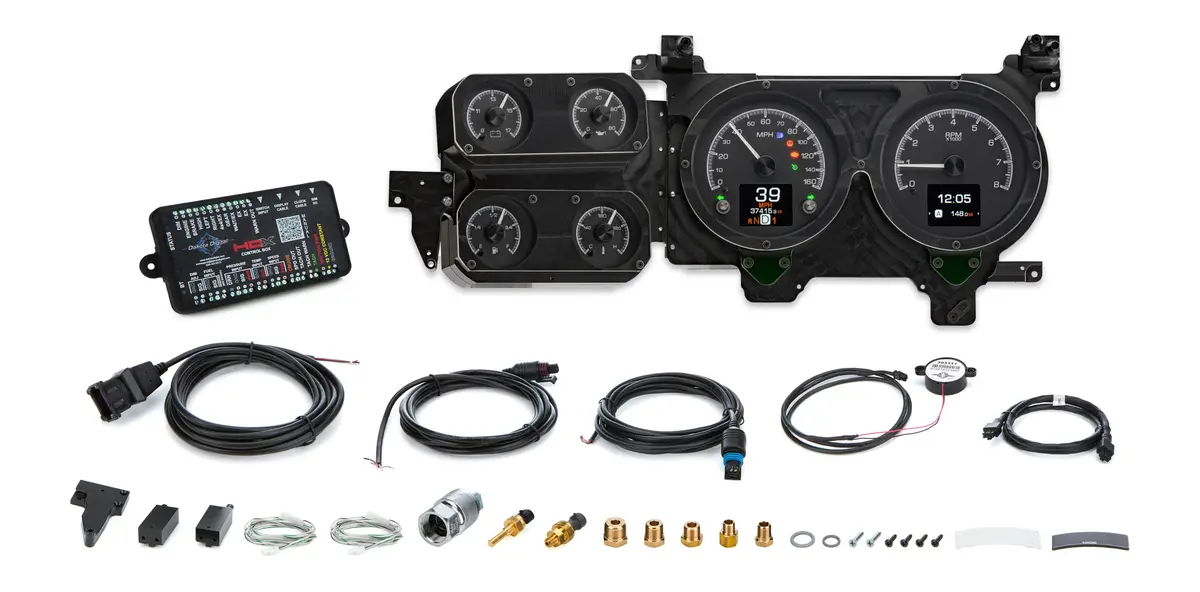 Dakota Digital Hdx Direct Fit Gauge Kit - Fuel / Op / Speedometer / Tach / Volt / Wt - Black Face - Gm Fullsize Suv / Truck 1973-91 1
