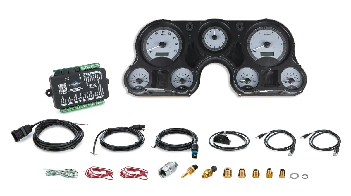 Dakota Digital Vhx Series Gauge Kit - Fuel / Op / Speedometer / Tach / Volt / Wt - White Face - Gm Fullsize Truck 1967-72 1