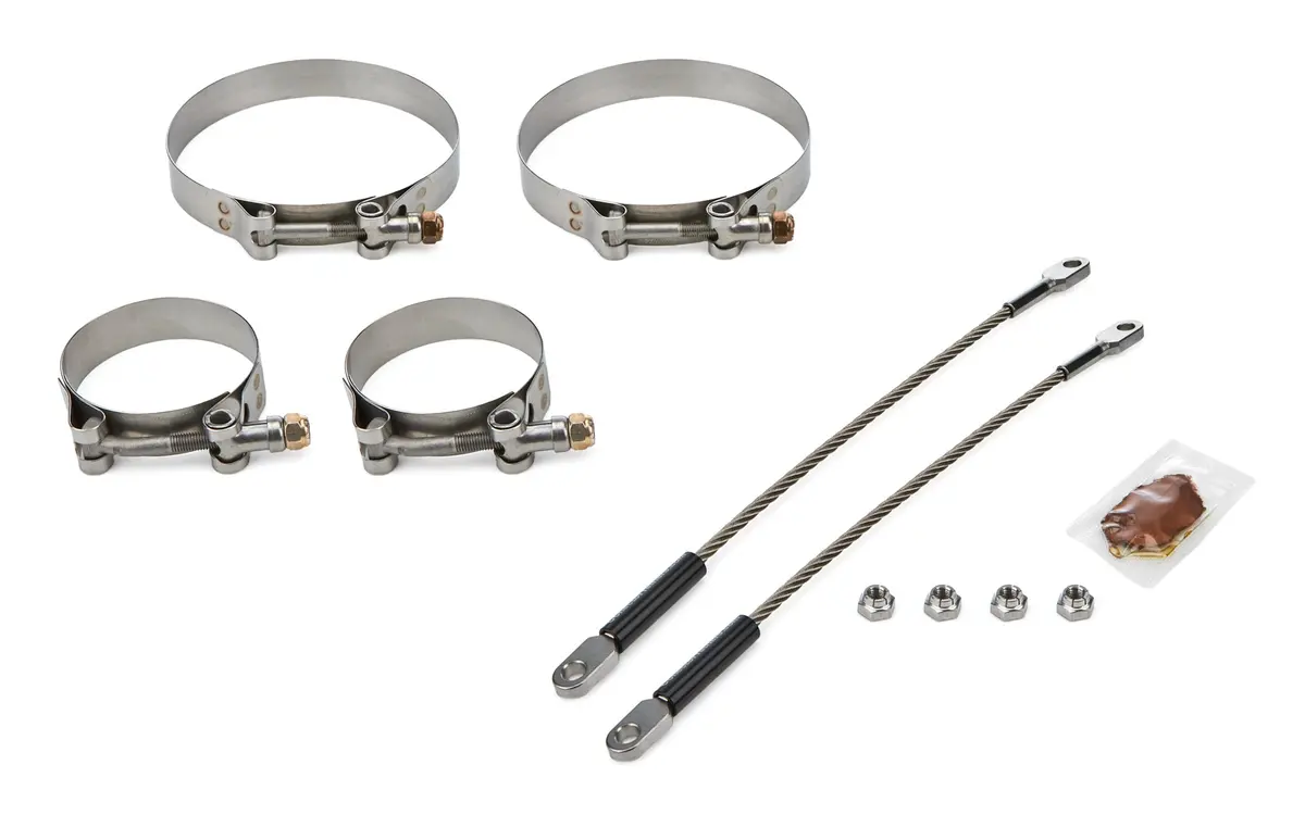 Drag Race Solutions Premium Collector Tethers - 10 In Cable - 2.5 In Primary Clamps - 4.5 In Collector Clamps - 1
