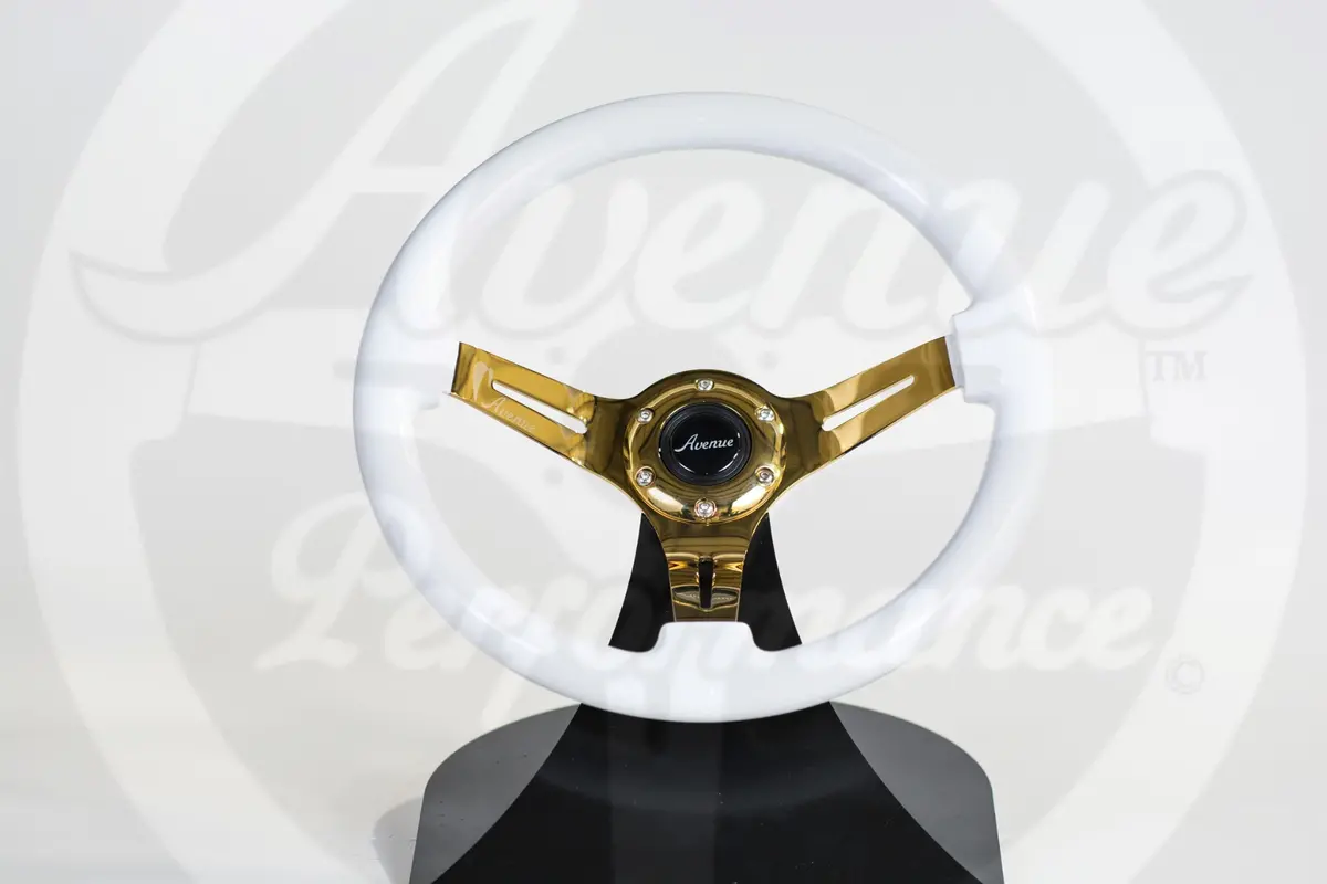 Avenue Cosmic White W/ Gold Spokes Steering Wheel 1
