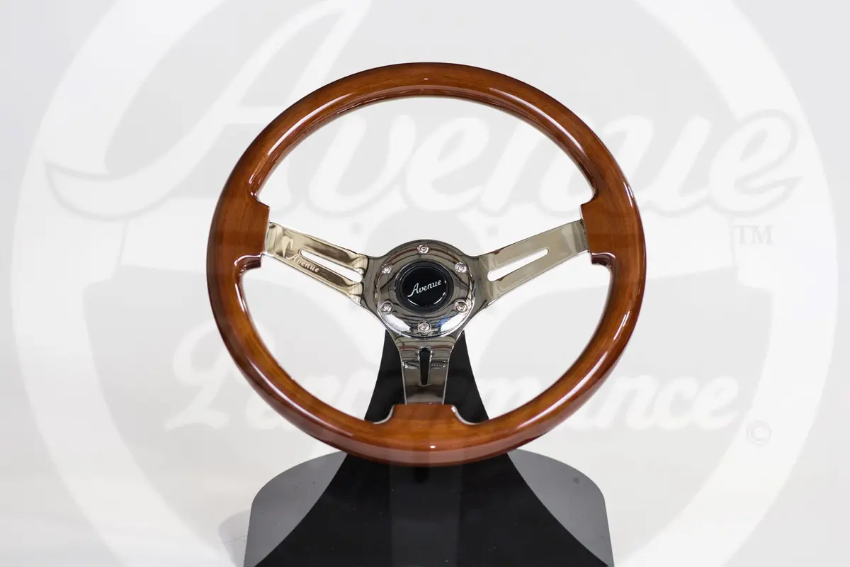 Avenue Woodgrain W/ Chrome Spokes Steering Wheel 1