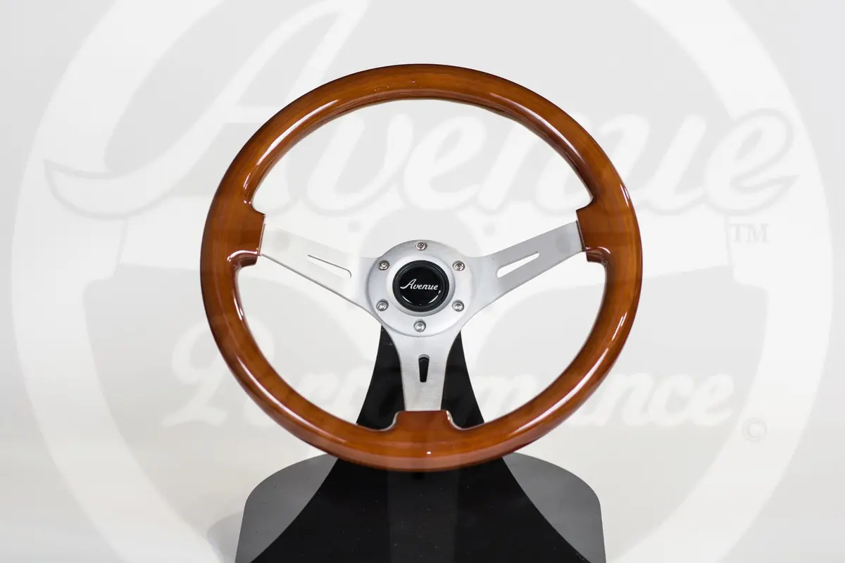 Avenue Woodgrain W/ Brushed Aluminum Spokes Steering Wheel 1