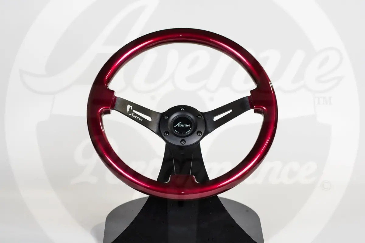 Avenue Cherry Pearl/ Black Spokes Steering Wheel 1