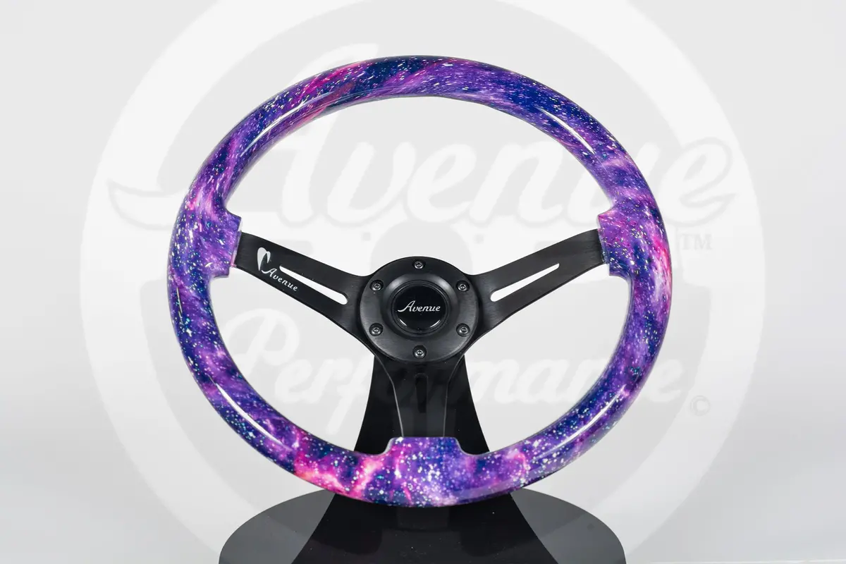 Avenue Galaxy/ Black Spokes Hydro Dipped Steering Wheel 1