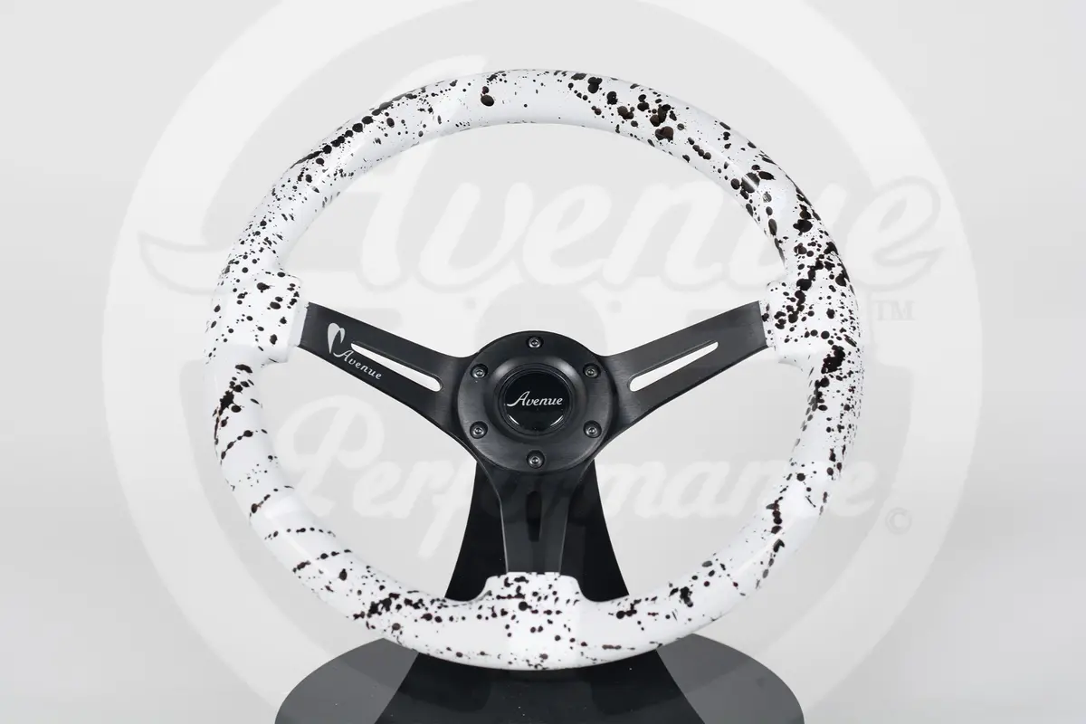 Avenue White Base/ Black Splatter/ Black Spokes Steering Wheel (Limited Edition) 1