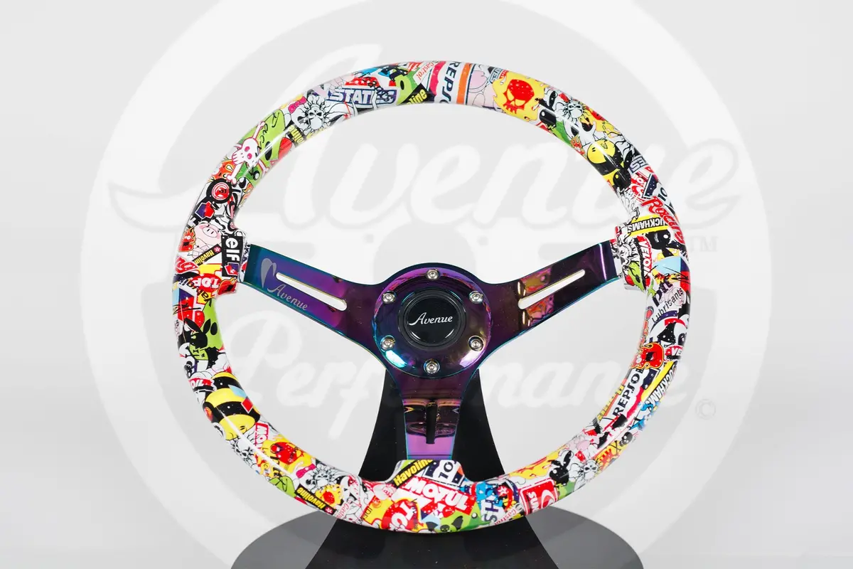 Avenue Stickerbomb/ Neochrome Spokes Hydro Dipped Steering Wheel 1