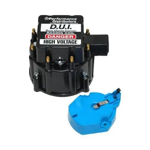 Performance Distributors D.U.I. Cap And Rotor Kit - Hei Style Terminal - Brass Terminals - Twist Lock - Black - Non-Vented - Chevy V8 1