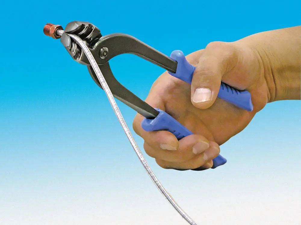 Eastwood 3/16 In And 1/4 In Lines Blue Cushioned Grip Brake Line Pliers 1