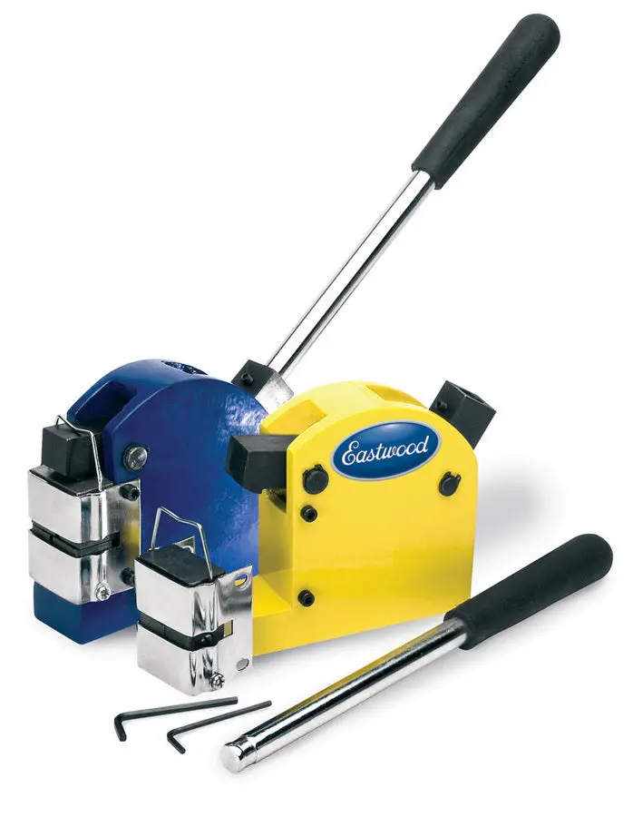 Eastwood Vice / Bench Mount Metal Shrinker And Stretcher Combo - 45:1 Leverage - 18 Gauge Maximum - Blue / Yellow 1