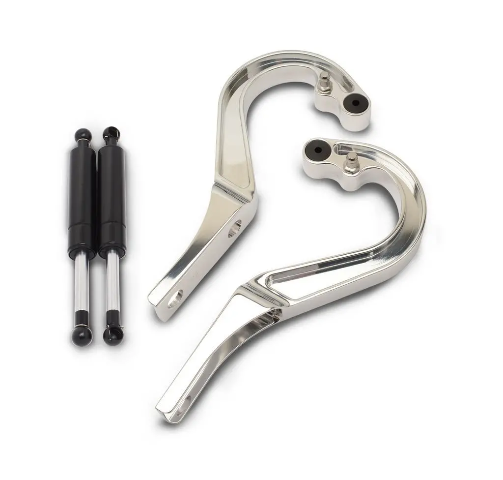 Eddie Motorsports Billet Aluminum Trunk Hinges - Black Gas Struts - Polished - Gm F-Body 1967-69 (Pair) 1