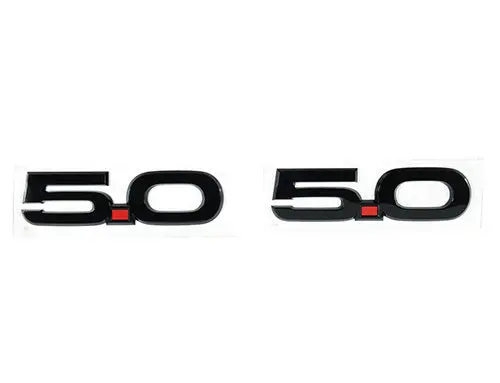 Ford Racing Mustang 5.0 Fender Badges - Black / Red - Ford Mustang 2015-23 (Pair) 1