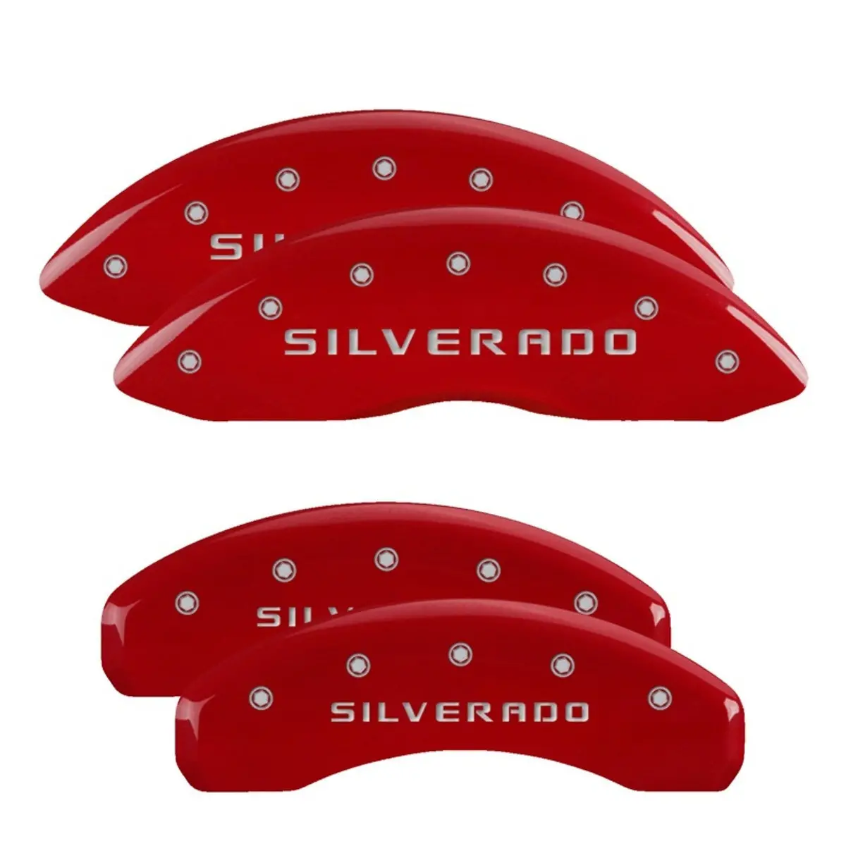 Mgp Caliper Covers Silverado Logo Brake Caliper Cover - Red - 18 In Minimum Wheel Diameter - Gm Fullsize Truck 2019-24 (Set Of 4) 1
