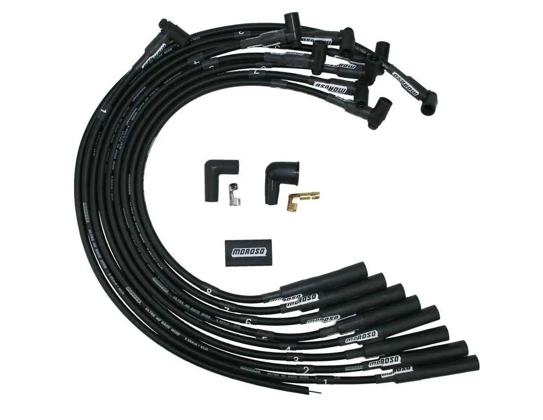 Moroso Ultra 40 Spark Plug Wire Set - Spiral Core - 8.65 Mm - Black - Straight Plug Boots - Hei Style Terminal - Big Block Chevy 1